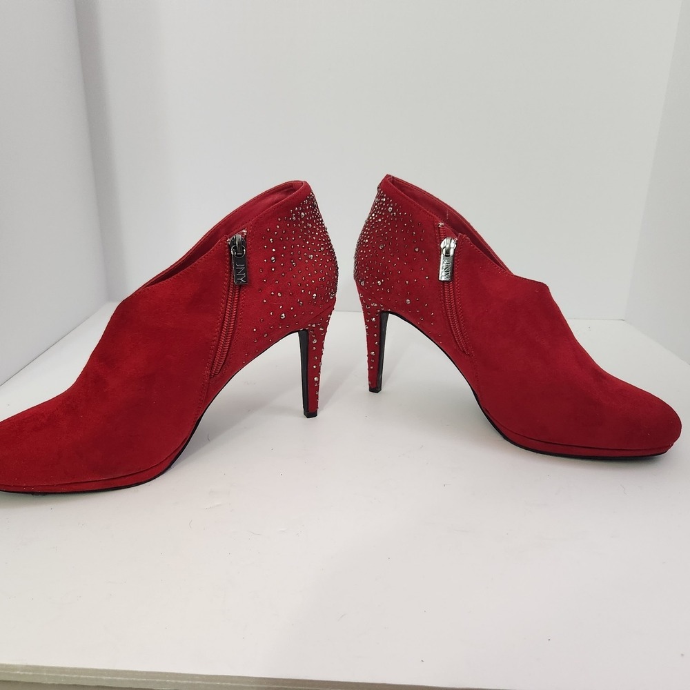 Jones New York Montrose Studded Red Maroon Booties Sz 9.5, 4in Heels EUC - Picture 6 of 16